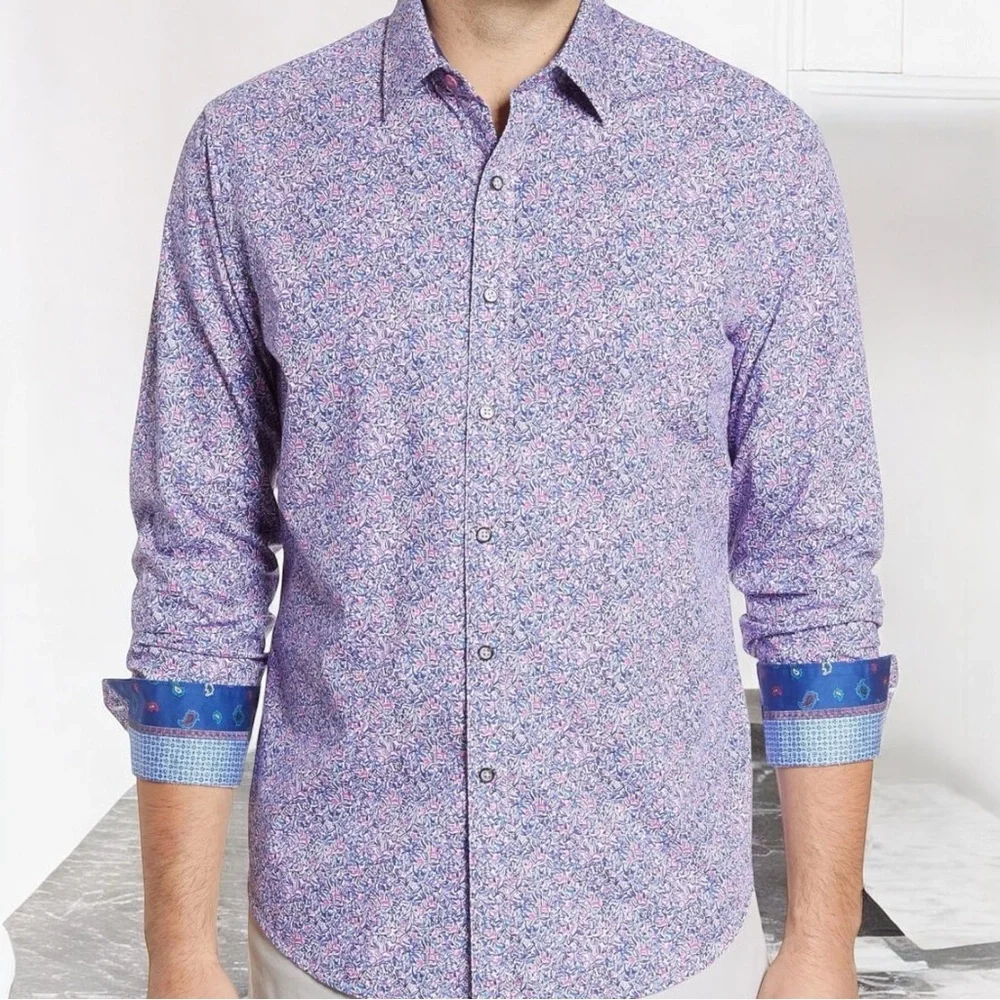 Robert Graham 'Precision' Mens Variegated Button Down Shirt - Picture 4 of 13